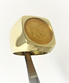 Grove Heren Ring Met Gouden Munt - 10 Coronas 1912 / 14,65 g