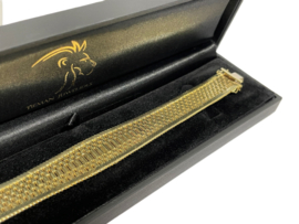 Brede Vintage 14 K Gouden Fantasie Schakel Armband - 17,5 cm / 35,4 g / 2 cm