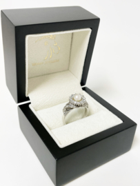 18 K Witgouden Rozet Ring 0.50 Crt Briljant Geslepen Diamant / Parel