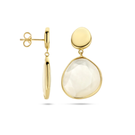 14 K Gouden Oorhangers Gefacetteerd Parelmoer - 2,8 cm
