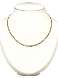 14 Karaat Bicolor Gouden Valkoog Schakelketting - 46 cm / 13,15 g