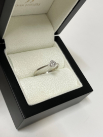 18 K Witgouden Solitair Ring 0.10 Crt Briljant Geslepen Diamant