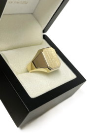 14 Karaat Gouden Heren Zegelring Model 8-Kant Gematteerd - Mt 20