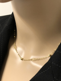 14 K Gouden Fantasie Anker Collier Balletjes - 40 cm