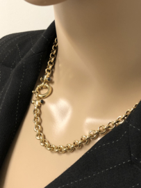 14 K Gouden Jasseron Slot Collier Saffier - 46 cm / 31,65 g