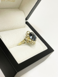 Handvervaardigd Antiek Gouden Ring Roos Geslepen Hematiet - Mt 17.25