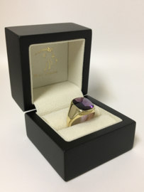 14 K Gouden Heren Ring Cabochon Geslepen Amethyst