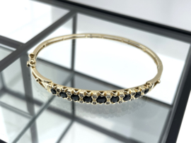 18 Karaat Gouden Scharnier Armband 0.75 ct Saffier / 0.15 ct Diamant