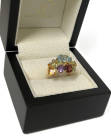 14 K Gouden Ring Edelstenen Amethyst Citrien Peridoot Diamant