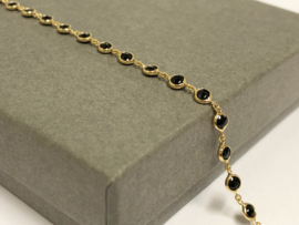 14 K Gouden Fantasie Armband Onyx - 19 cm