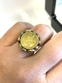 14 Karaat Gouden Munt Ring 1/4 Dukaat Salzburg 1704