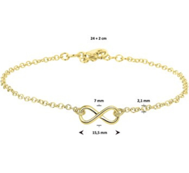 Enkelbandje Infinity Peace Zilver - 2,1 mm 24 + 2 cm 1 micron