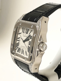 Cartier Santos 100 XL White Gold Diamond Anniversary 1904-2004