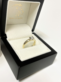 14 K Gouden Solitair Ring Verlovings Ring 0.20 Crt Briljantgeslepen Diamant G / IF - Loupe Zuiver