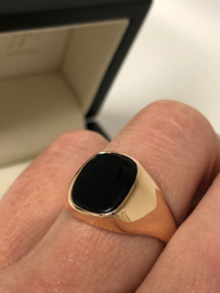 Antiek 14 K Rosé Gouden Zegelring Onyx - Jaren '30