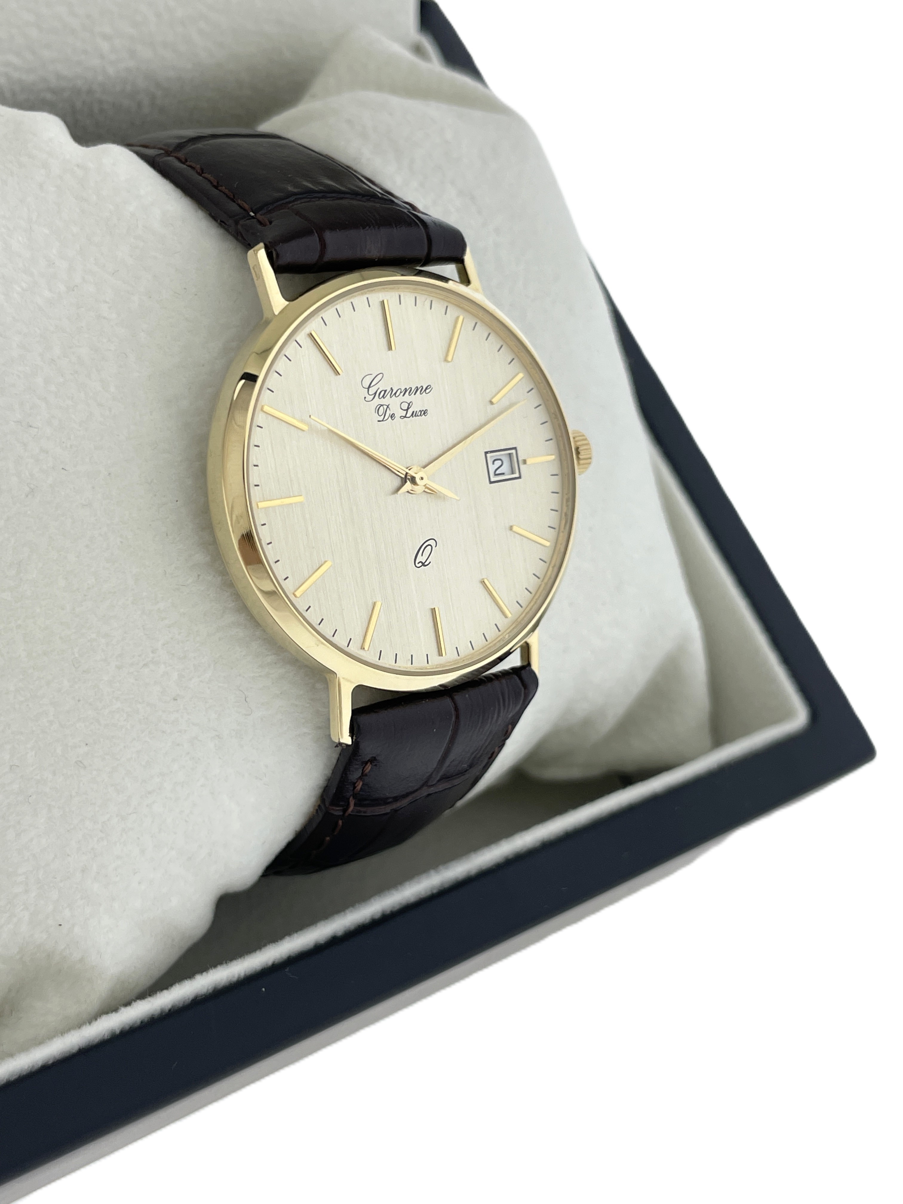 Garonne De Luxe 14 Karaat Gouden Heren Horloge Dresswatch
