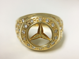 18 K Gouden Heren Mercedes Ring 0.38 crt Briljantgeslepen Diamant - 7,1 g