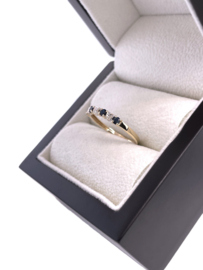 14 Karaat Gouden Aanschuifring Diamant Saffier