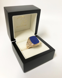 Antiek Handvervaardigd Grove Gouden Heren Ring Lapis Lazuli - 11,4 g