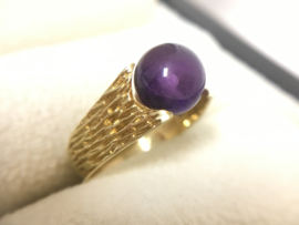 14 K Gouden Fantasie Ring Amethyst Kleurige Bal