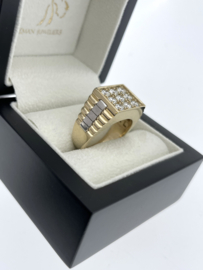 14 Karaat Bicolor Gouden Rolex Ring Heren 1.55 ct Briljant Geslepen Diamant G/VS - 12.6 g
