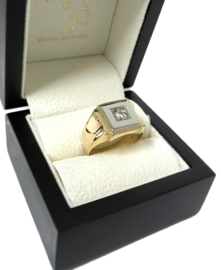 18 K Bicolor Gouden Heren Ring 0.50 crt Roos Geslepen Diamant - 7,7 g