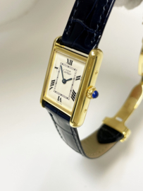 Must de Cartier Tank Midsize Quartz White Roman Dial Deployante Incl Cartier Garantie