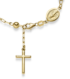 14 Karaat Bicolor Gouden Rozenkrans Armband Scapulier Kruis - 17 cm / 5 mm