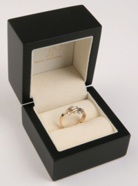 18 K Bicolor Gouden Fantasie Ring 0.065 crt Briljantgeslepen Diamant