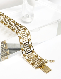 18 K Gouden Schakel Armband Meander Versace Motief - 19,5 cm / 16,73 g