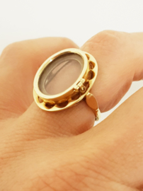 Antiek Handvervaardigd 14 K Gouden Medaillon Ring