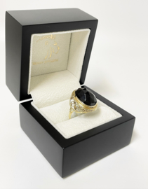 14 K Antiek Gouden Ring Facet Geslepen Granaat (bol) - Handgemaakt