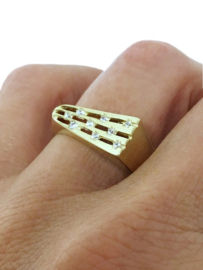 14 Karaat Gouden Fantasie Ring Briljant Geslepen Zirkonia