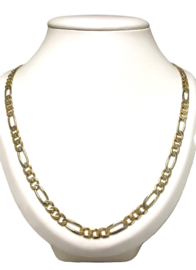14 K Bicolor Gouden Figaro Schakelketting - 74 cm / 47,95