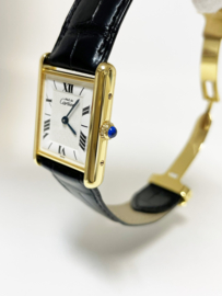 Must de Cartier Tank Large Model Quartz White Roman Dial Deployante Incl Cartier Garantie