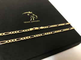 14 K Bicolor Gouden Figaro Schakel Ketting - 61,5 cm / 20,1 g