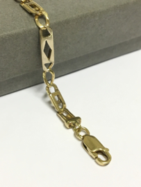 14 K Bicolor Gouden Konings Armband Spekken - 19 cm / 7,75 g