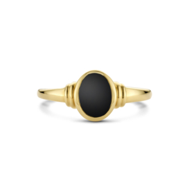 14 K Gouden Dames Pink Ring / Zegelring 0.67 ct Black Onyx - Model Ovaal
