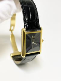 Must de Cartier Tank Large Onyx Dial Pin Buckle - 2 Jaar Cartier Garantie