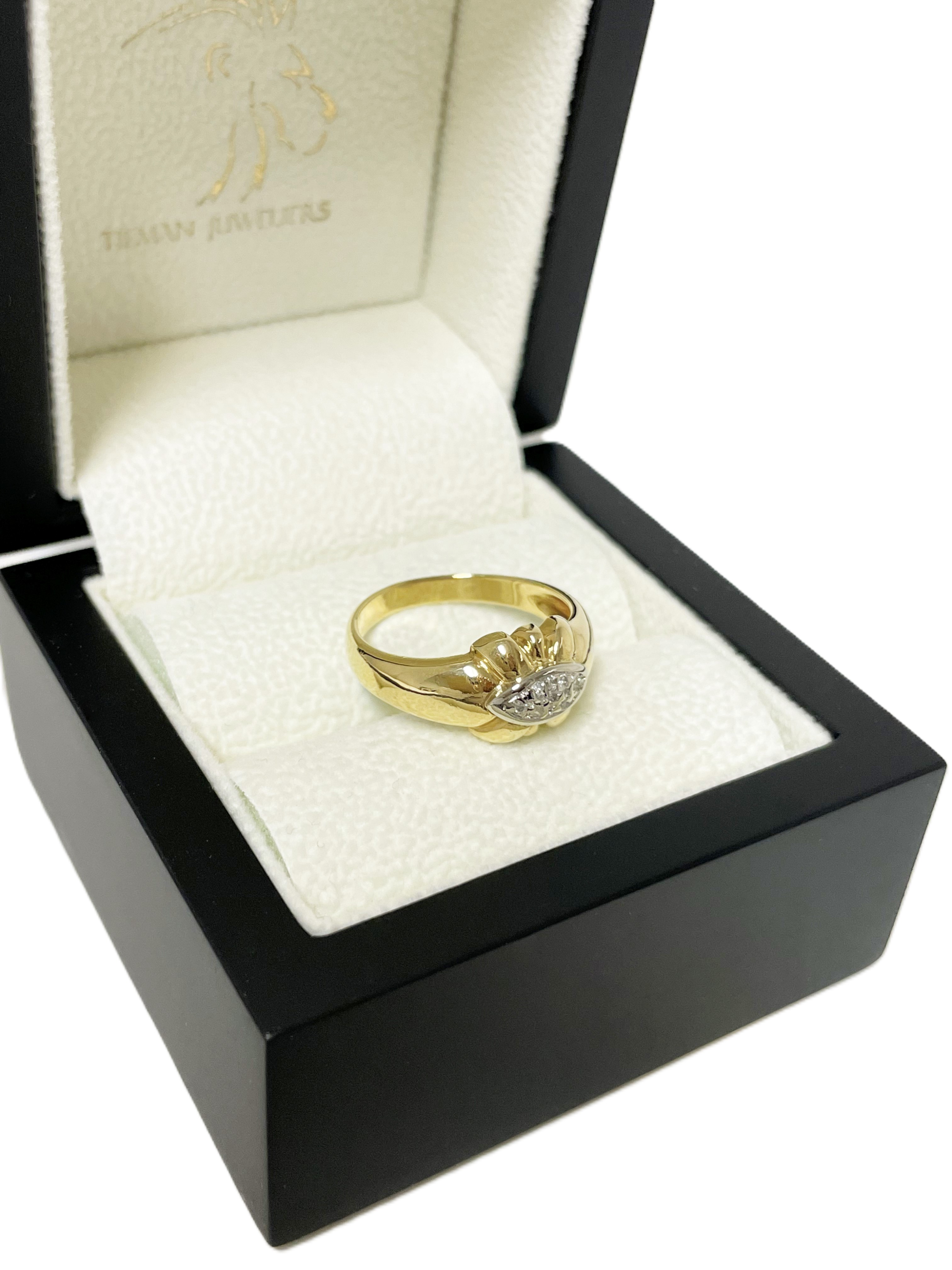 18 Karaat Bicolor Gouden Fantasie Ring 0.07 ct Briljant Geslepen Diamant