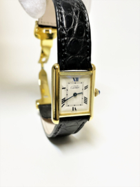 Must de Cartier Tank Midsize Quartz 2415 Roman Dial Deployante - Full Set