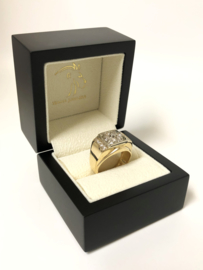 14 K Brede Heren Ring 0.85 crt Briljantgeslepen Diamant G/H-SI