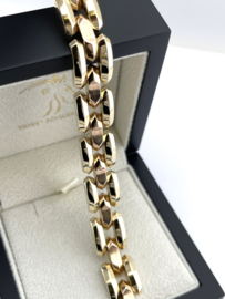 Vintage 14 Karaat Gouden Schakel Armband Rosé Gouden Tussenliggers - 18 cm / 23.8 g / 11 mm