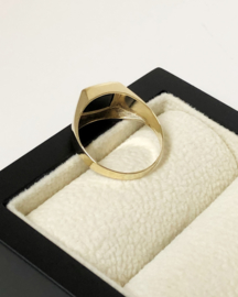 14 K Gouden Dames Pink Zegelring - Blauwlagen Steen