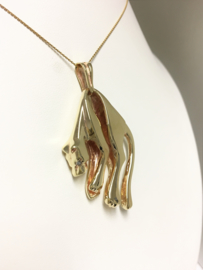 14 K Massief Gouden Panter Hanger  Briljantgeslepen Diamant Top Wesselton