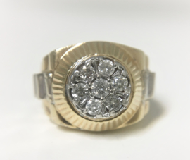 14 K Bicolor Gouden Rolex Ring ca 0.60 crt Briljantgeslepen Diamant - 11,19 g