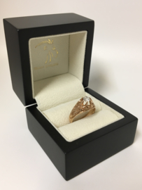 Antiek 14 K Rosé Gouden Solitair Ring 0.45 crt Briljantgeslepen Diamant