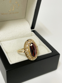 14 Karaat Antiek Gouden Granaat Ring Zeeuwse Knoopjes