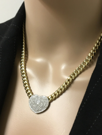 14 K Gouden Gourmet Collier Diamanten Hart 1.0 crt H / VS2 - 45 cm / 32,45 g