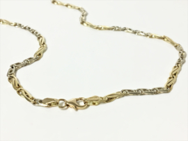 14 K Bicolor Gouden Valkoog Infinity Ketting - 42 cm / 10,85 g